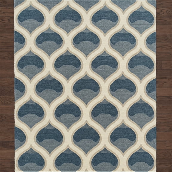 Hand-Tufted Blue Chevron Rug – Modern Geometric Wool Area Rug for Living Room, Bedroom & Home Decor – Universal Carpets