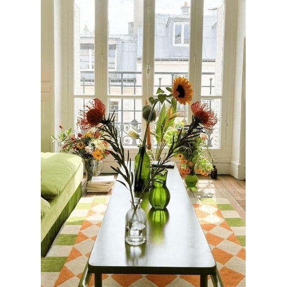 Hand Tufted Check Design Carpet Customized Area Rug For DiWALI Home Decore 3X5FT