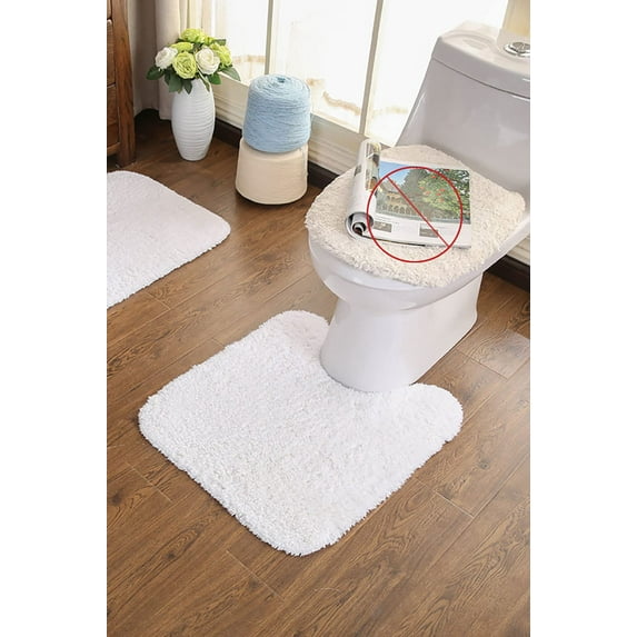 Hand Tufted Cotton Rug Hotel Spa Floor Towel Tub Shower Bath Floor Mat Machine Washable Soft Absorbent Non-Rubber Back Mat (Color 5, U Shaped 19.7x21.7 Inches) C98