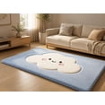 Cream Shape Rug Hand-Tufted Cute Smiling Cloud Shaped Wool Area Rug in Light Blue and ...