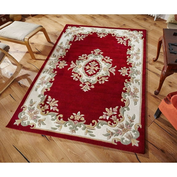 Eclatique Rug Traditional Hand Tufted Red Floral Area Rug, 4 x 6 ft, Non-Slip Backing