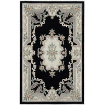 Hand-Tufted Floral Wool Area Rug | 100% New Zealand Wool Carpet for Living Room, Bedroom, and Home Décor (Black)_4X6