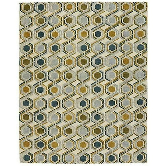 Hand-Tufted Geometric Hexagon Wool Area Rug | 100% New Zealand Wool Modern Carpet for Living Room, Bedroom & Home Décor(Multicolor_8X10)