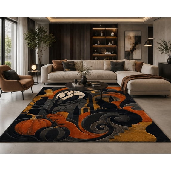 Goth House Rug Hand Tufted Gothic Halloween Tapestry Style Wool Area Rug for Living ...