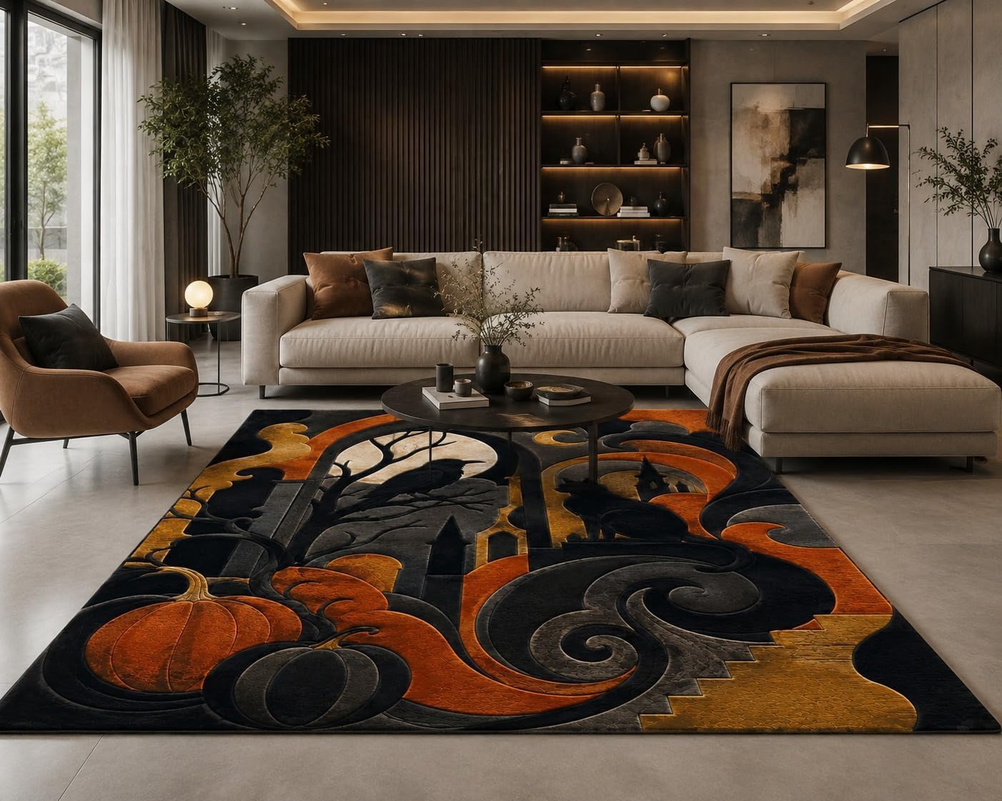Gothy Rug Hand Tufted Gothic Halloween Tapestry Style Wool Area Rug for Living ...