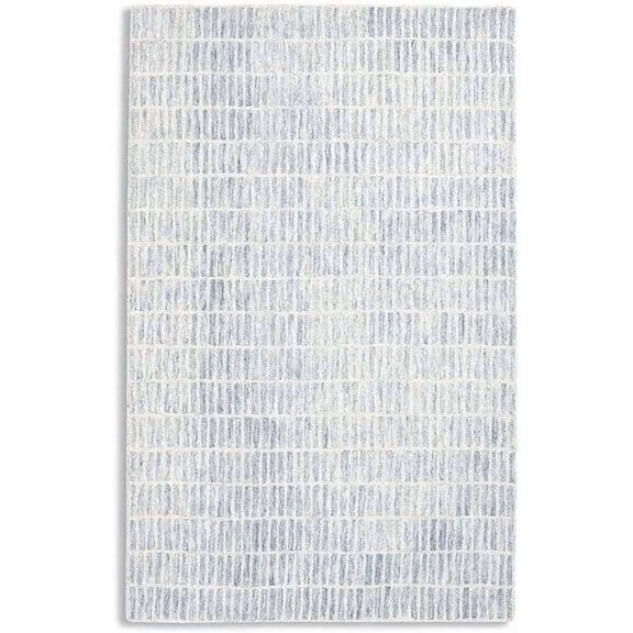 Hand-Tufted Grey Geometric Grid Area Rug 8×10 ft, 100% New Zealand Wool, Soft Cozy Plush Pile Carpet for Living Room Bedroom Home Decor