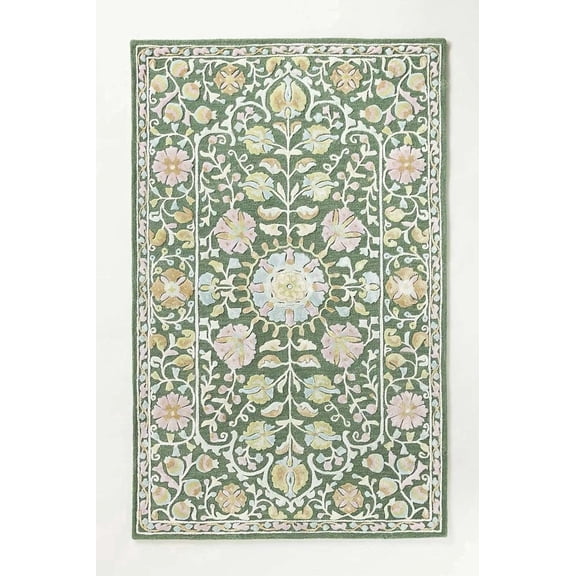 Alef Home Hand Tufted Rug Flowers Tufted Multicolor Floral Area Rugs, 6' x 9', Non-Slip Backing