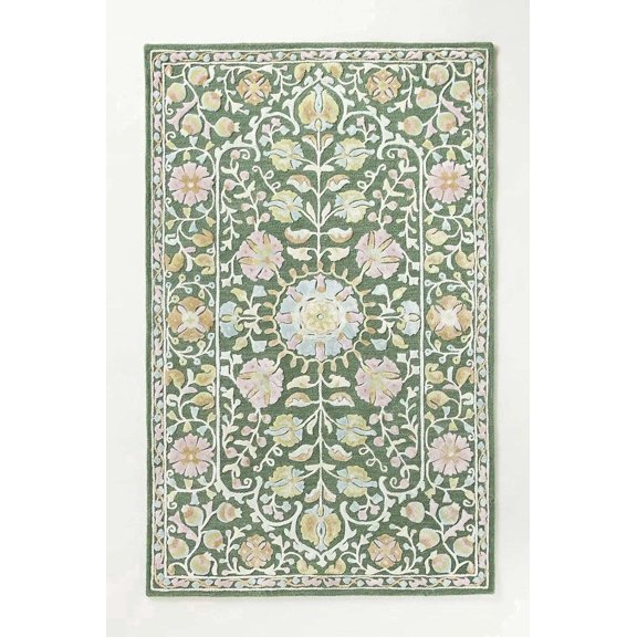 Alef Home Hand Tufted Rug Flowers Tufted Multicolor Floral Area Rugs, 9' x 12', Non-Slip Backing