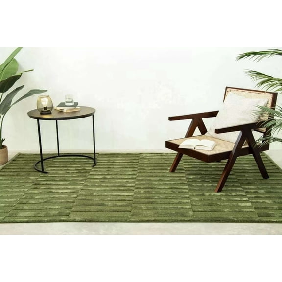 Eclatique Rug Modern Textured Collection Tufted Linear Area Rug, Non-Slip Backing(Green9'x12')