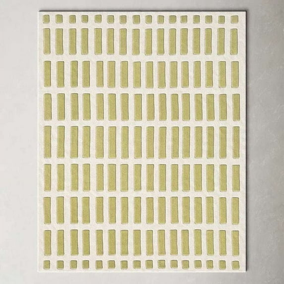 Eclatique Rug Jason Wu Rug Collection Modern Tufted Green Geometric Area Rug, 4 x 6, Non-Slip Backing