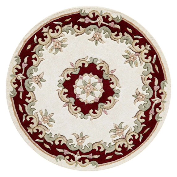Hand-Tufted Round Floral New Zealand Wool Area Rug | Luxury Carpet for Living Room, Bedroom & Home Décor(Off-White_6x6)