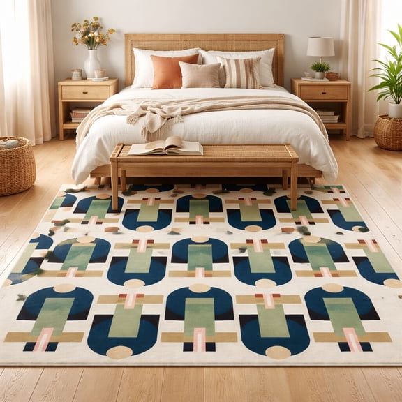 Hand Tufted Area Rug 10x14 – Geometric Design Carpet for Hallway & Bedroom | Soft Plush Rectangle Accent Floor Rug
