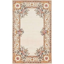 Traditional Hand Tufted Ivory Area Rug, 5X8, 100% New Zealand Wool