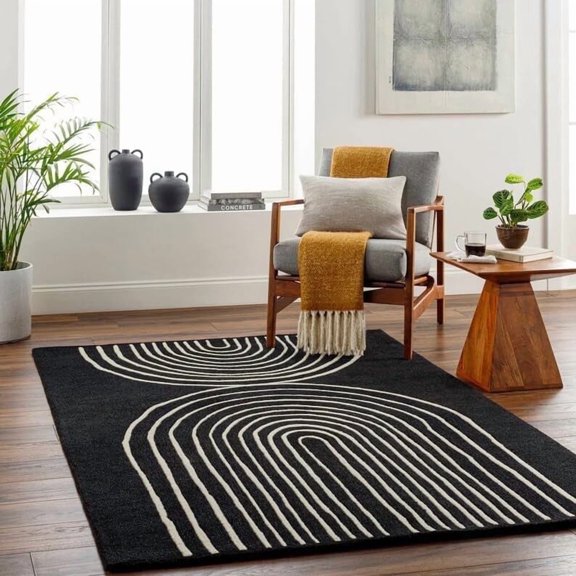 Avyay 5' x 8' Hand-Tufted U-Shaped Wool Area Rug – Handmade Durable Carpet for Living Room, Bedroom, Entryway & Office