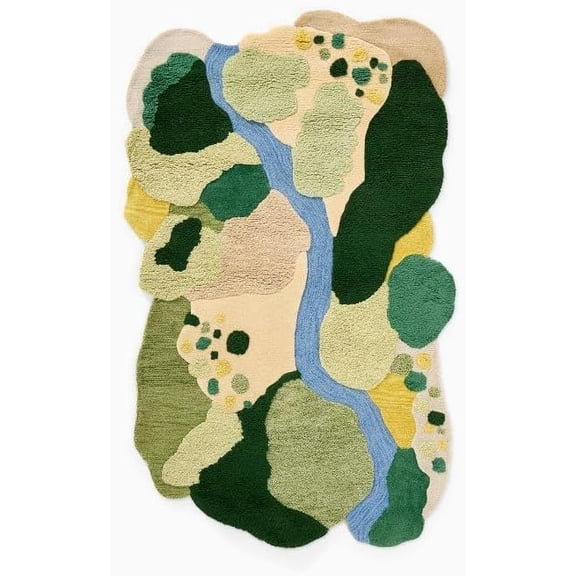 Hand Tufted Wool Area – Kids Nursery Playroom Rug – National Geographic Topo Landscape Educational Nature Map Carpet