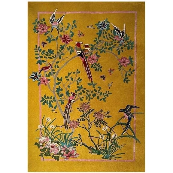 Hand Tufted Wool Area Rug 5×8 ft – 100% New Zealand Wool Soft Plush Pile Floral Design Carpet for Living Room Bedroom Home Decor