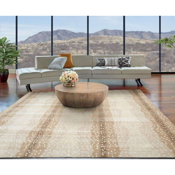 Hand Tufted Wool Area Rug 5×8 ft | Modern Beige Abstract Rug Soft Cozy Plush Pile Carpet for Living Room & Bedroom