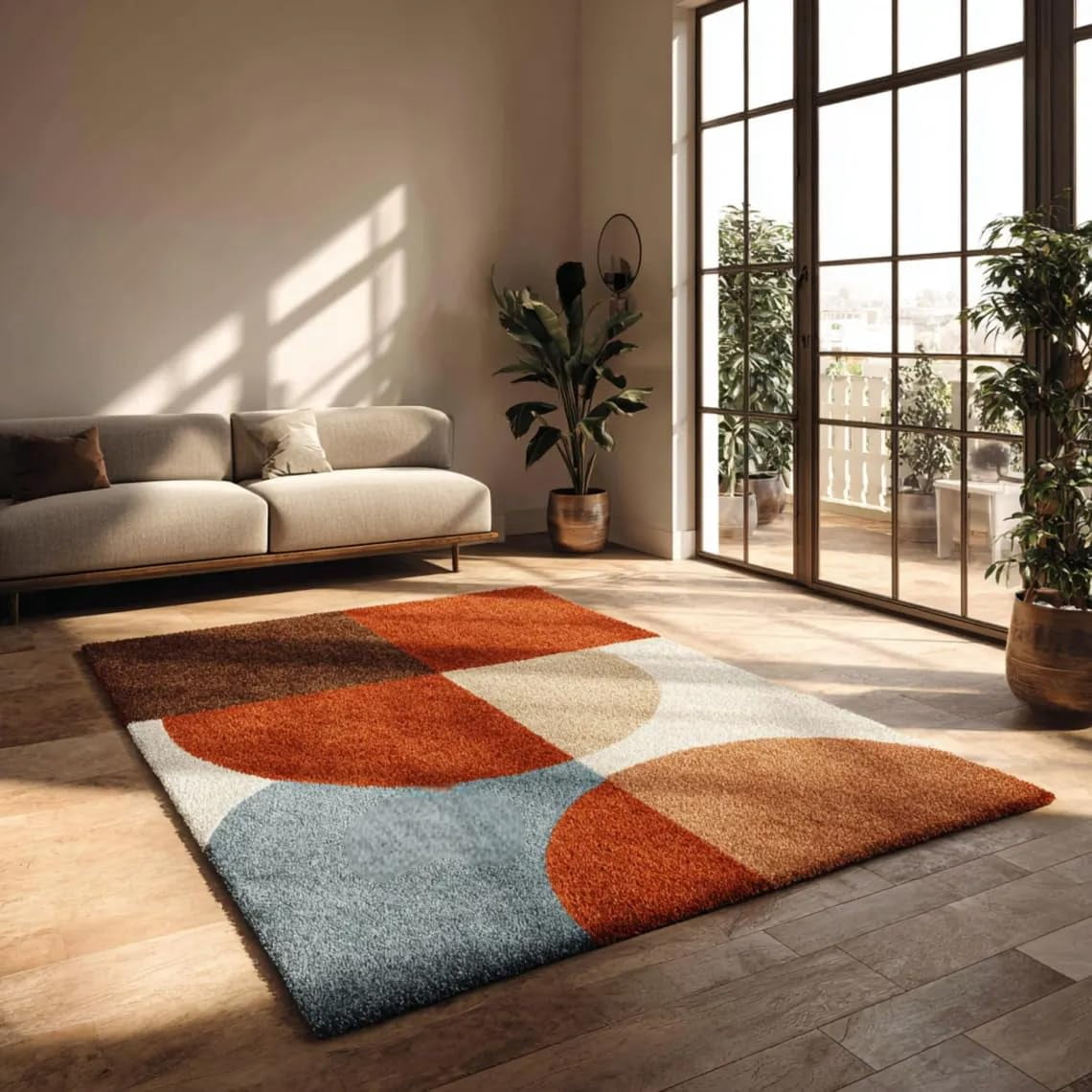 Hand-Tufted Wool Area Rug, Handmade Modern Abstract Geometric Circle ...