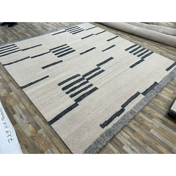 Hand Tufted | Wool Area Rug | Living Room | Geometric Carpet | Custom Available 5x7, 5x8, 6x8, 6x9 (4x6 ft)