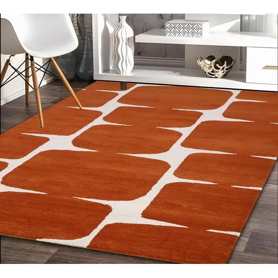 Avyay Rugs Modern Hand-Tufted Geometric Design Area Rug, 6' x 9', Soft & Luxurious
