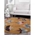 thumbnail image 1 of Hand Tufted Wool Floral Round Area Rug - Gold - 8 x 8 ft., 1 of 1