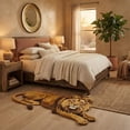 Hand-Tufted Wool Lion Shaped Animal Design Rug in Brown and Gold Tones ...