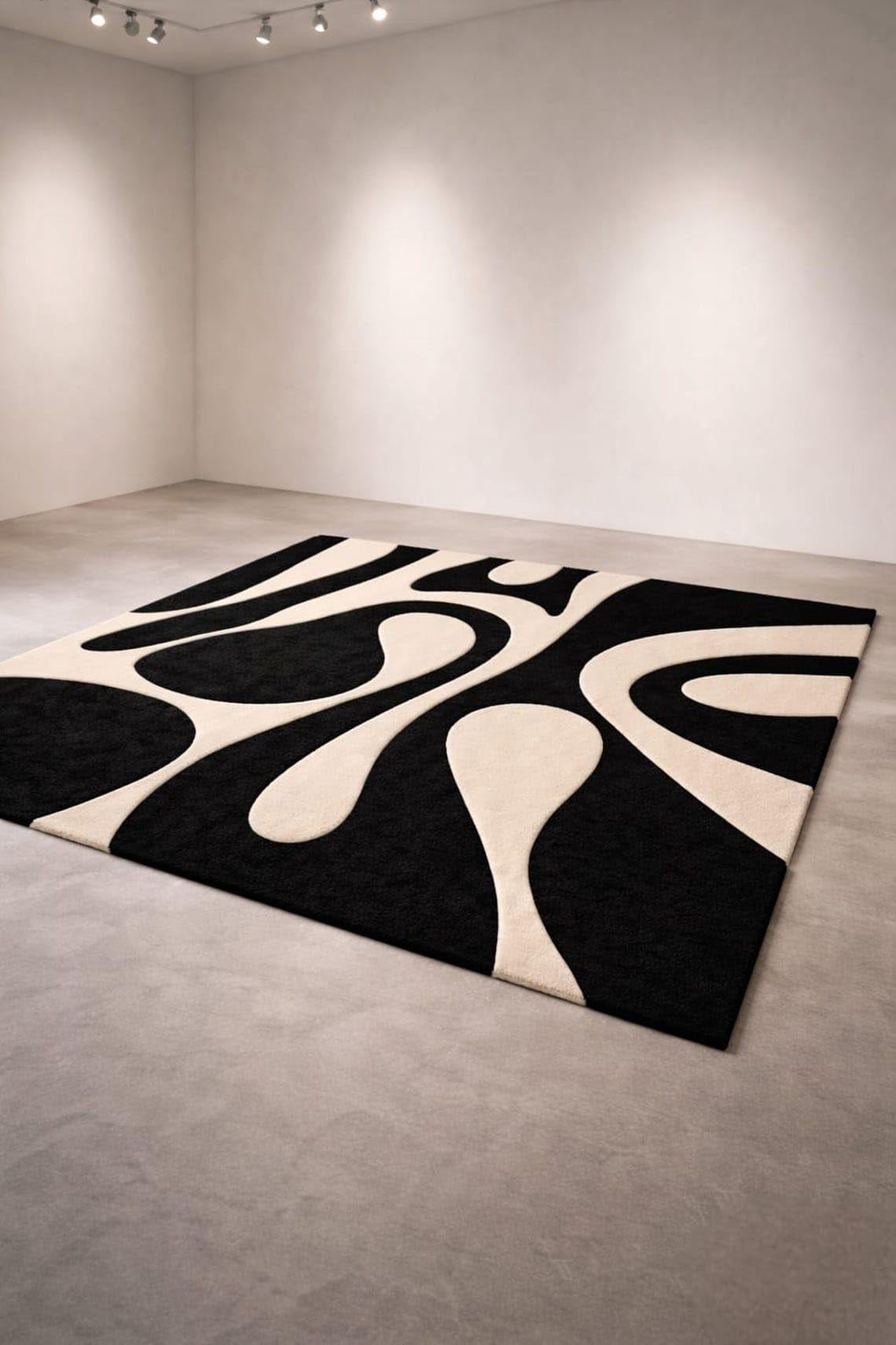Hand-Tufted Wool Living Room and Bedroom Rug with Abstract Biomorphic ...