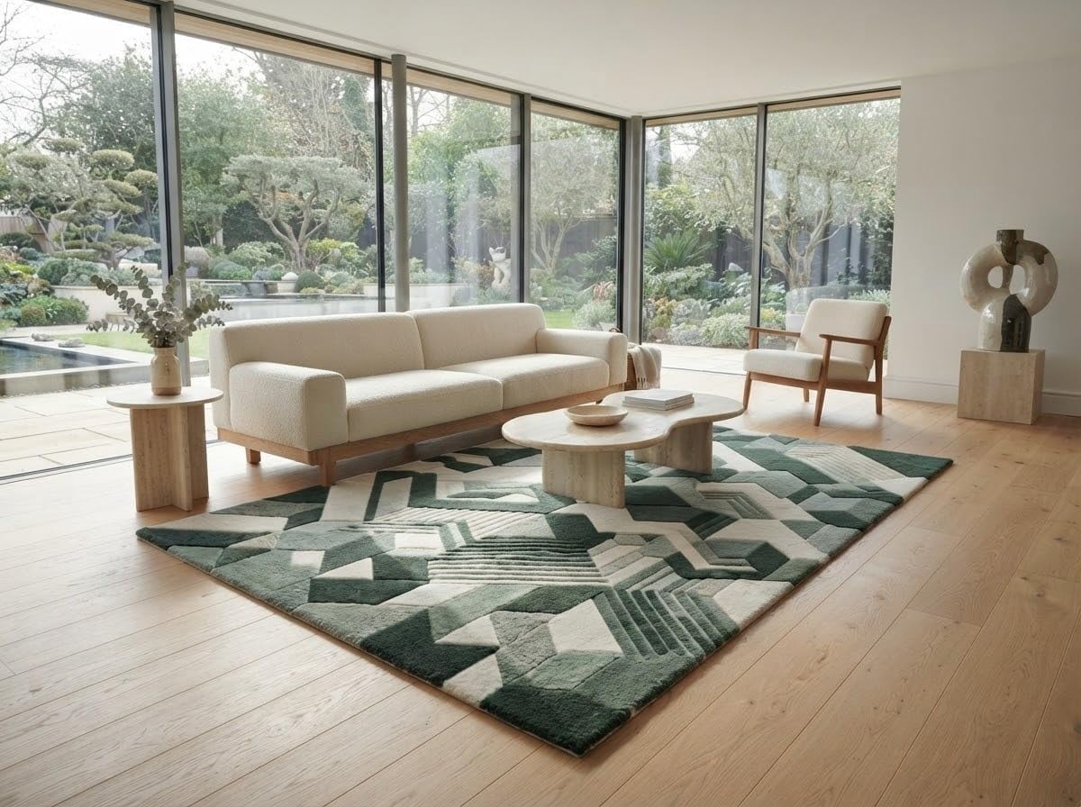 Modernism Rug Hand-Tufted Wool Rug with Modern 3D Geometric Architectural Block ...
