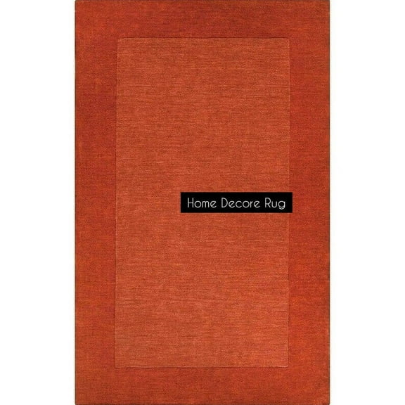 Hand-Tufted Wool Rug with Orange Border – Modern Solid Rugs Sizes 5x8, 6x9, 8x10, 9x12, 10x14