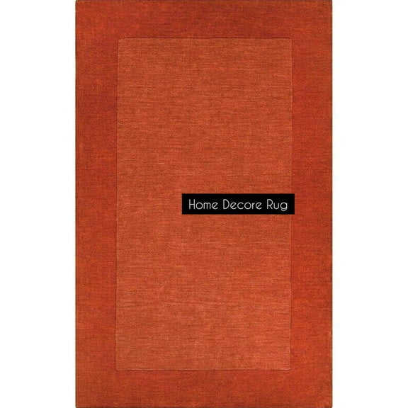 Hand-Tufted Wool Rug with Orange Border – Modern Solid Rugs Sizes 5x8, 6x9, 8x10, 9x12, 10x14