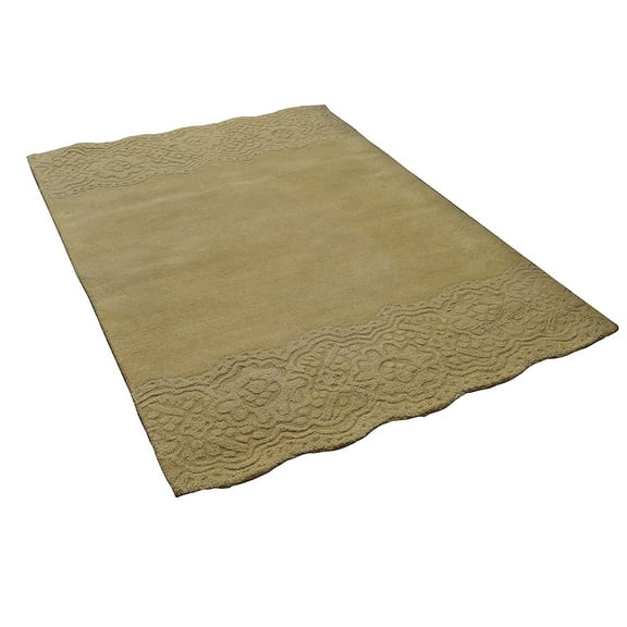 Hand Tufted Woolen Beige 6x4 ft Area Rug Wool Carpet by MystiqueDecors Contemporary Living & Dining Room Bedroom Rugs