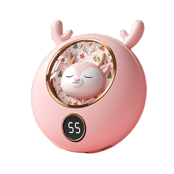 Hand Warmer Power Bank Pink Deer USB Rechargeable Portable Pocket Heater with Digital Display for Outdoor Indoor Use