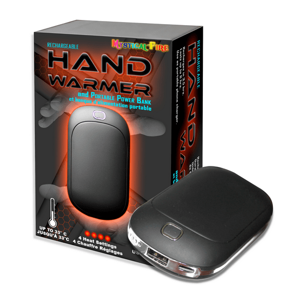 Hand Warmer Rechargeable USB C 5200mAh Portable Electric Charging Heater (Black) By Mystical Fire Great Gift For Men & Women - Keep Your Hands Warm In The Outdoors While Camping Skiing Or Huntin