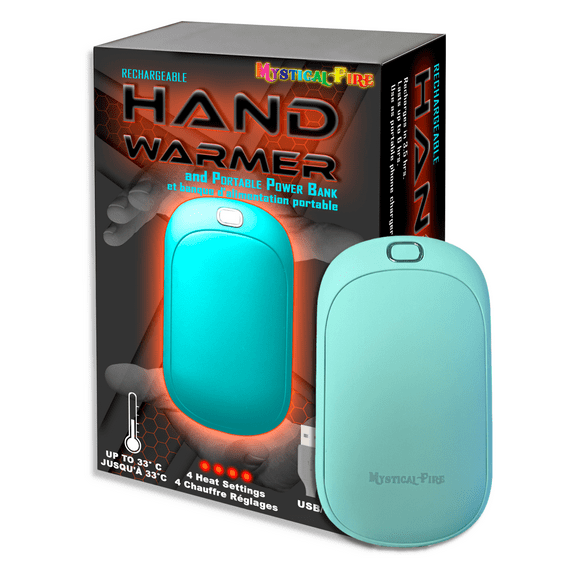 Hand Warmer Rechargeable USB C 5200mAh Portable Electric Charging Heater (Blue) By Mystical Fire Great Gift For Men & Women - Keep Your Hands Warm In The Outdoors While Camping Skiing Or Hunting
