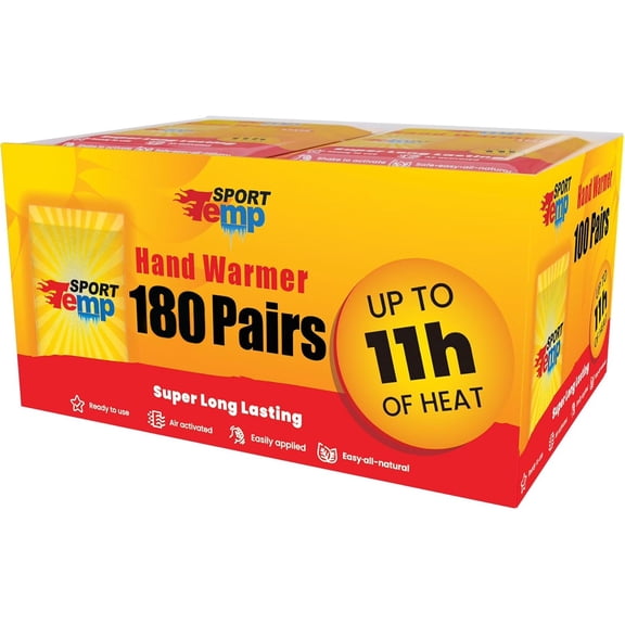 Hand Warmers - Up to 11 Hours of Heat, Super Long Lasting - Easy, All Natural - Air Activated, for Body, Hands & Toes - Odorless Hot Hand Warmer - Sport Temp