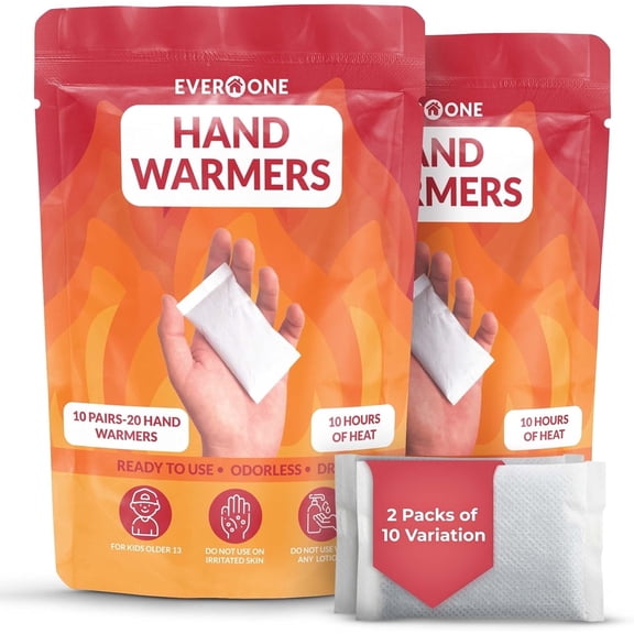 Hand Warmers - Long-Lasting, Safe, Natural, Odorless Air-Activated Warmers - 10 Hours of Heat - 2 Packs of 10 Count (20 Pairs)