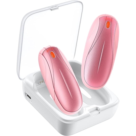 Hand Warmers Rechargeable 2 Pack, 14000mAh Electric Hand Warmers with Charging Case, Quick Charge Portable Heater,Gifts for Christmas, Winter, Outdoor, Camping, Hunting Accessories, Pink