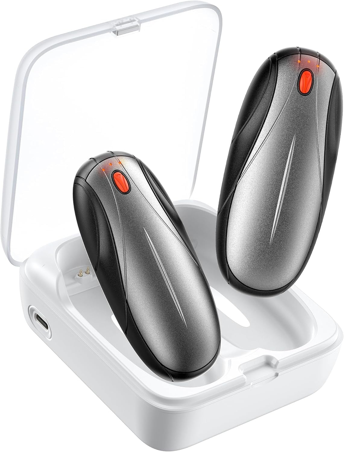 Hand Warmers Rechargeable 2 Pack, 14000mAh Electric Hand Warmers with Charging Case, Quick Charge Portable Heater,Gifts for Christmas, Winter, Outdoor, Camping, Hunting Accessories, White