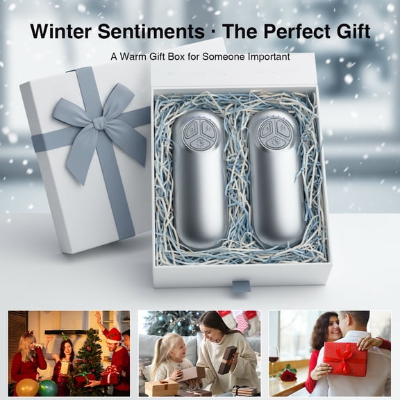 Hand Warmers Rechargeable 2 Pack, Electric Hand Warmers with LED Flashlight, 20Hrs Long Safe Heat, Portable Pocket Heater, Gifts for Christmas, Outdoor, Hunting, Golf, Camping Accessories,Gray