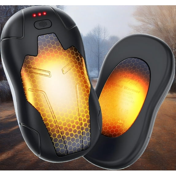 Hand Warmers Rechargeable 2 Pack,FANDLISS 10000mAh Magnetic Double Side Heating, Electric Hand Warmers 3 Levels Lasting Heat,Outdoor Heater Men Women Present for Christmas,Camping,Hunting