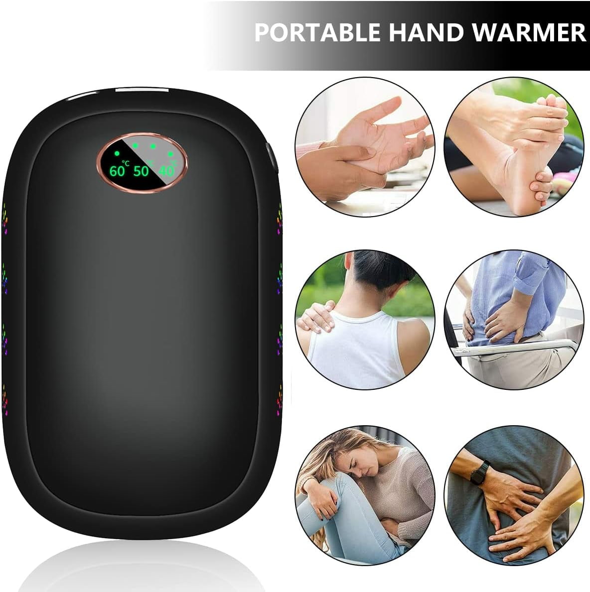 Hand Warmers Rechargeable 2 Pack, Magnetic Double-Sided Heating Electric Hand Warmers 10000mAh, 3 Heat Levels, Max 140℉, Ideal Men Gift for Golf/Hunting/Camping/Fishing