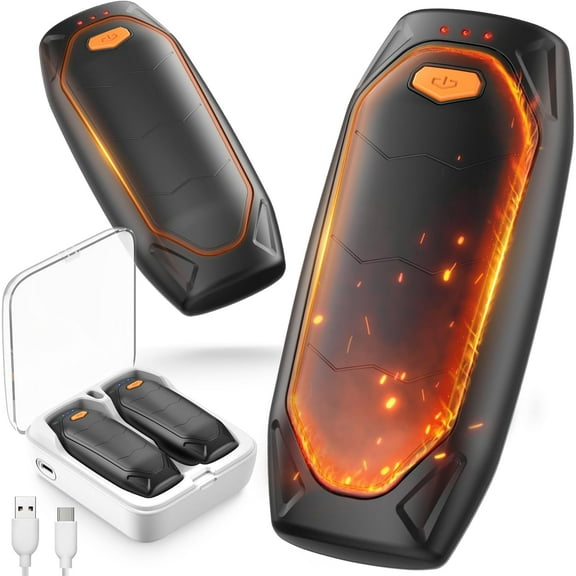 Hand Warmers Rechargeable with Charging Case, Portable 2 in 1 Electric Handwarmers Reusable, USB Winter Pocket Heater 2 Pack