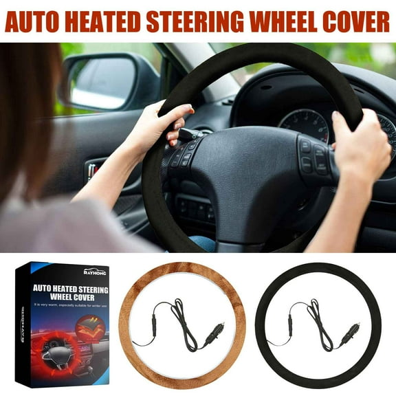Hand Warmers, Steering Wheel Protector, Winter Heating Cars Steering Wheel Covers, Comfortable and Warm, Quicks Heating, Convenient to Use(Black)