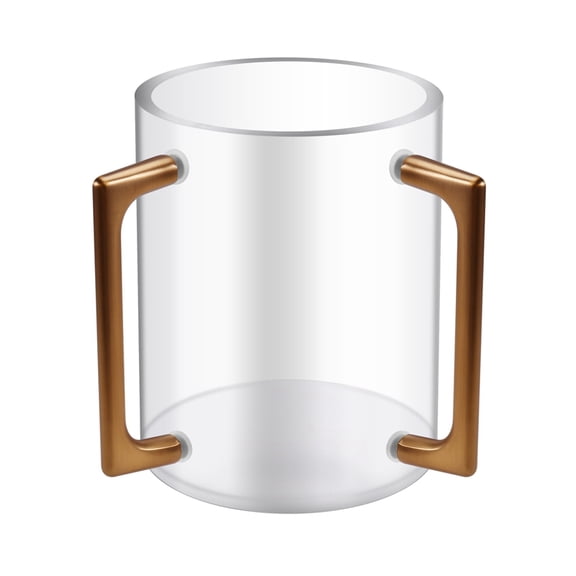 Hand Washing Cup Acrylic Cylindrical Washing Cup Hand Wash Cup with Two Metal Handles for Jewish Prayer Wash Cup Bronze