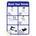 thumbnail image 1 of Hand Washing Sign, 6 Steps Hand Washing Sign, 10x7 Vinyl Sticker, 1 of 1