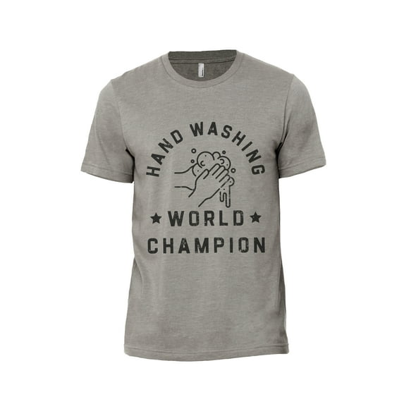 Hand Washing World Champion Men's Modern Fit Fun Casual T-Shirt Printed Graphic Tee Military Grey 2X-Large