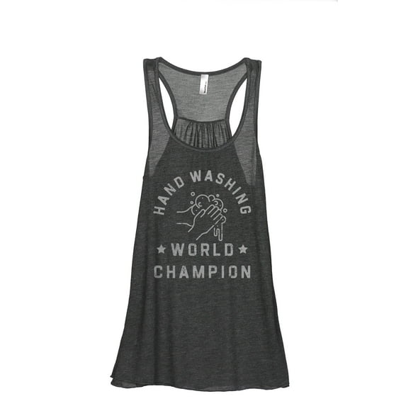 Hand Washing World Champion Women's Fashion Sleeveless Flowy Racerback Workout Yoga Tank Top Charcoal Grey Small