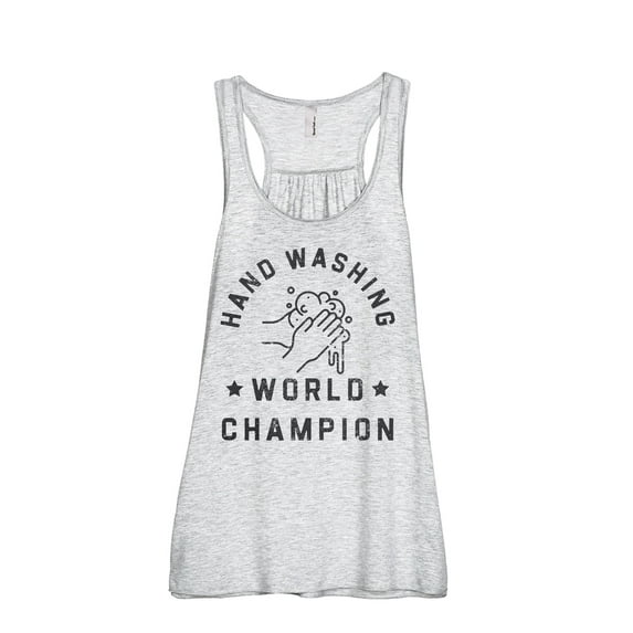 Hand Washing World Champion Women's Fashion Sleeveless Flowy Racerback Workout Yoga Tank Top Sport Grey Small