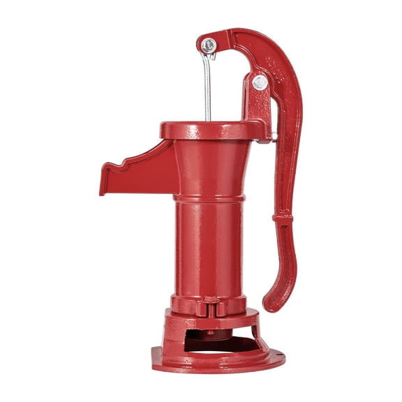 Hand Water Pump, 25ft Lift, Cast Iron Pitcher Well Pump - Outdoor Garden Pond Farm Backyard, 1-1/4in NPT, Red, Manual Water Pump