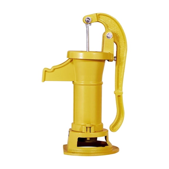 Hand Water Pump, 25ft Lift, Cast Iron Pitcher Well Pump - Outdoor Garden, Pond, Farm Use - 1-1/4in NPT Connection - Antique Yellow